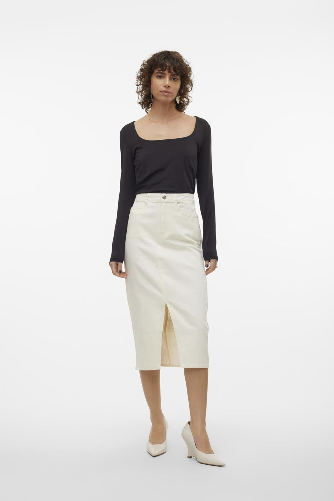 Vero Moda Saia de ganga midi