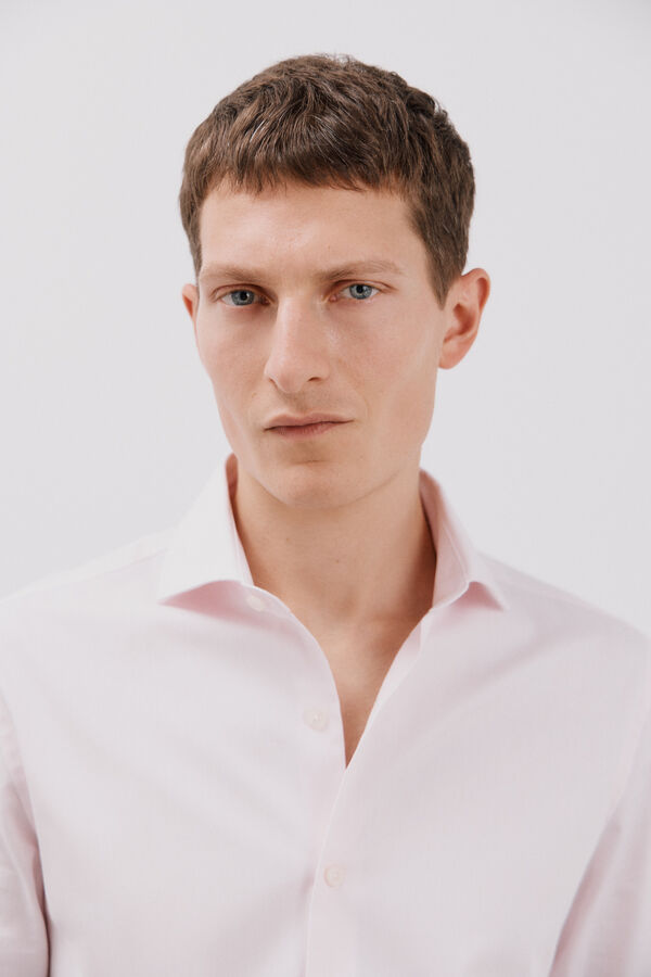 Cortefiel Plain easy-iron dress shirt Pink