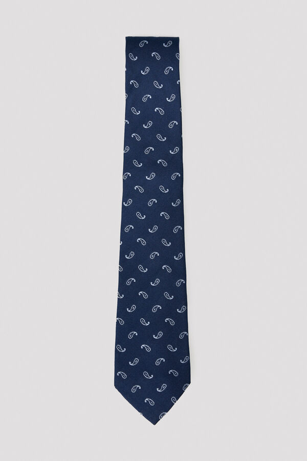Cortefiel NATURAL silk tie Navy