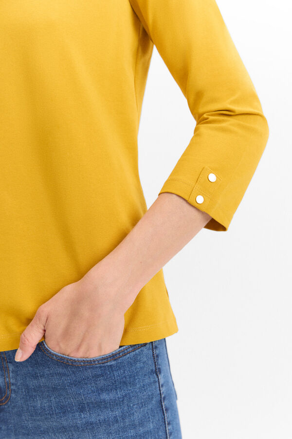 Cortefiel Essential boat neck T-shirt Yellow