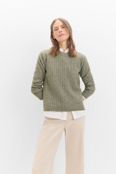 Cortefiel Soft cross-knit sweater Kaki