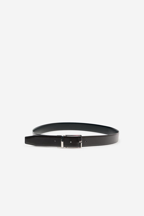 Cortefiel Reversible leather belt Black