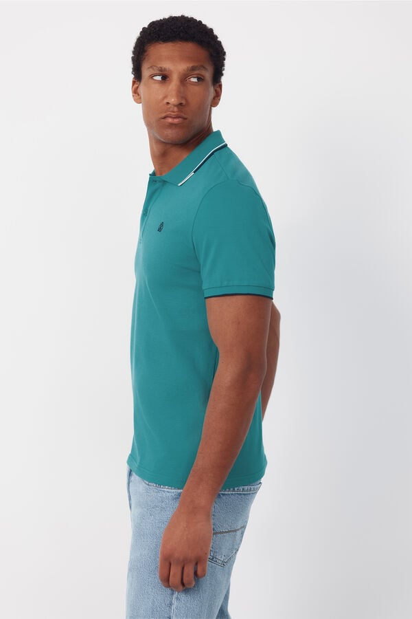 Cortefiel Polo shirt with tips Green
