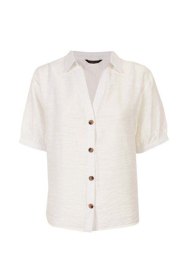 Cortefiel Camisa de manga curta Ecru