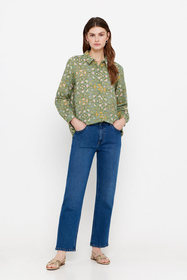 Cortefiel Sustainable cotton shirt Printed green