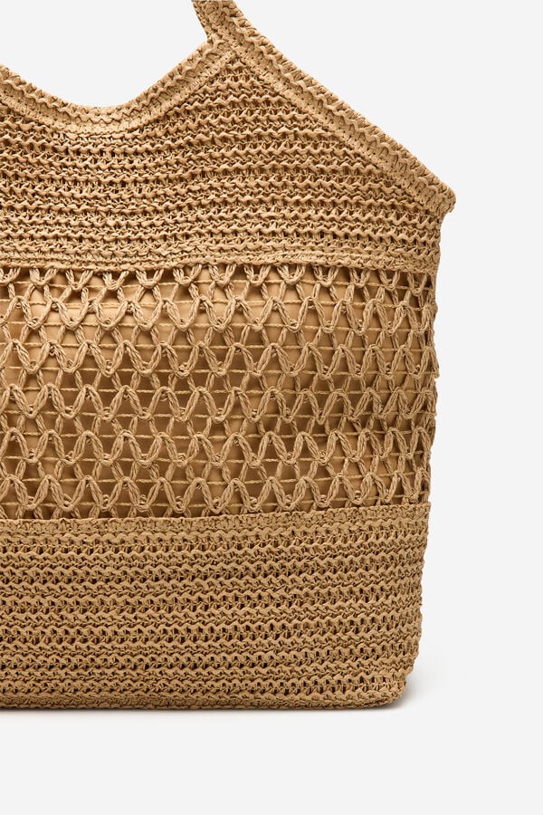 Cortefiel Mala tote estampado espiga Castanho