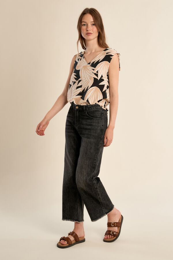 Molly Bracken Top de mulher sem mangas com la&ccedil;ada Preto