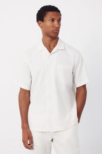 Cortefiel Camisa lisa de manga curta com gola bowling