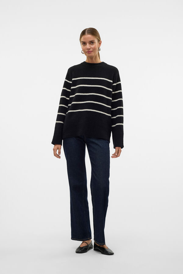 Cortefiel Striped jumper Black