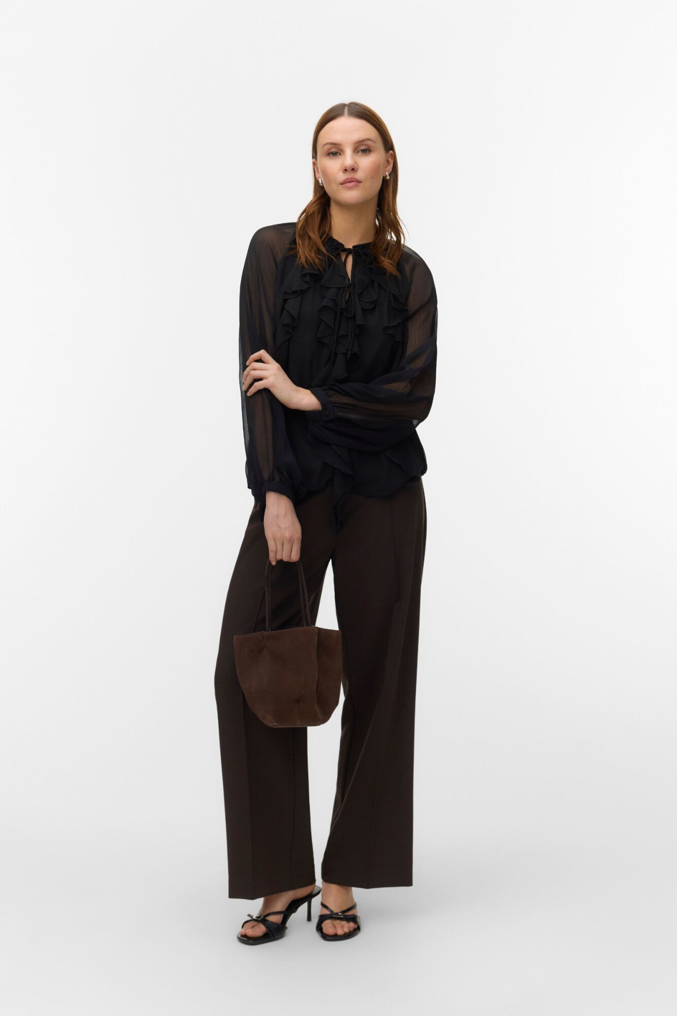Vero Moda Blusa de manga comprida com folhos