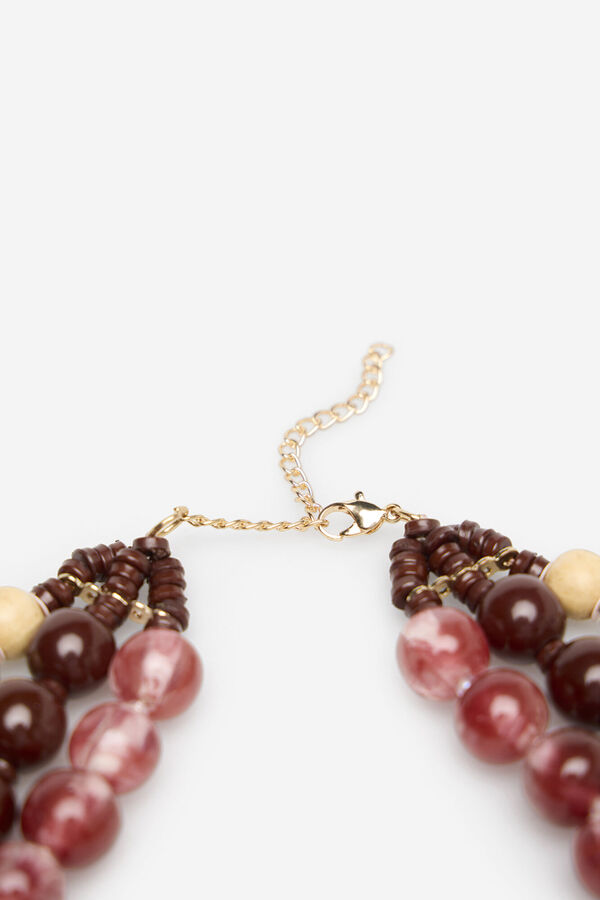 Cortefiel Collar abalorios triple Granate