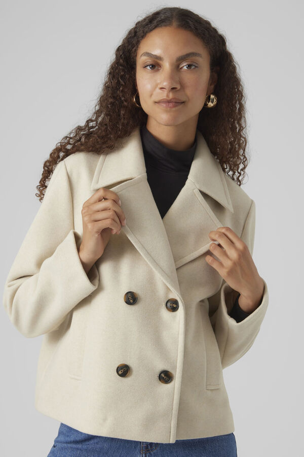 Vero Moda Jaqueta curta feminina com botões Cinzento