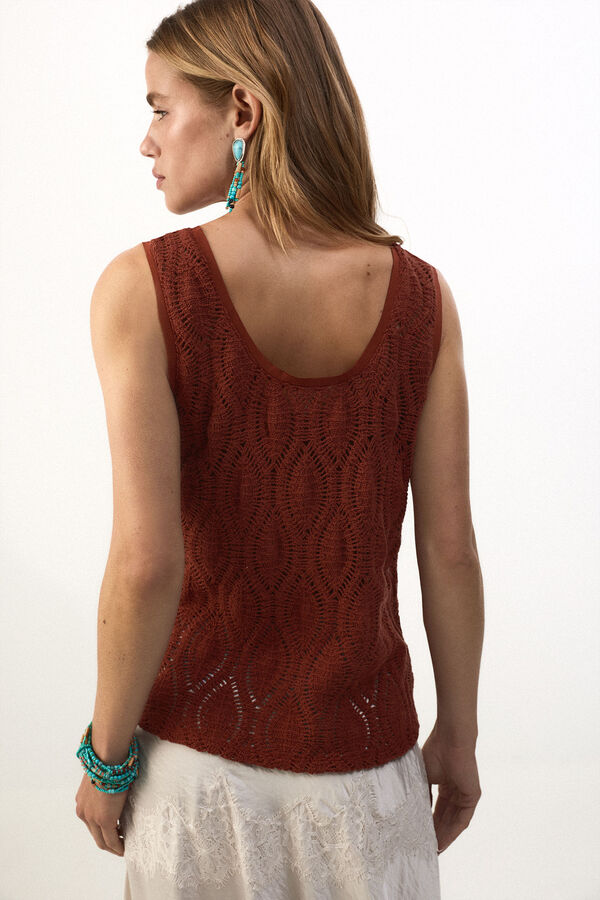 Slowlove Top tirantes crochet Brown