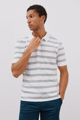 Cortefiel striped polo shirt with structured neck White