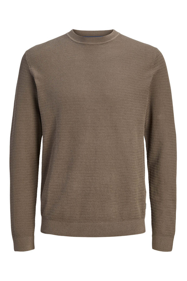 Jack & Jones Camisola b&aacute;sica de manga comprida em malha Castanho