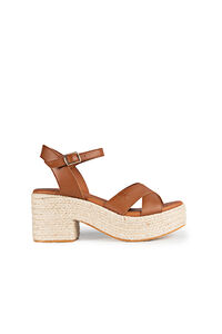 Cortefiel Clifton leather low wedges Brown