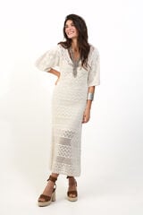 Slowlove Vestido punto calado Ecru