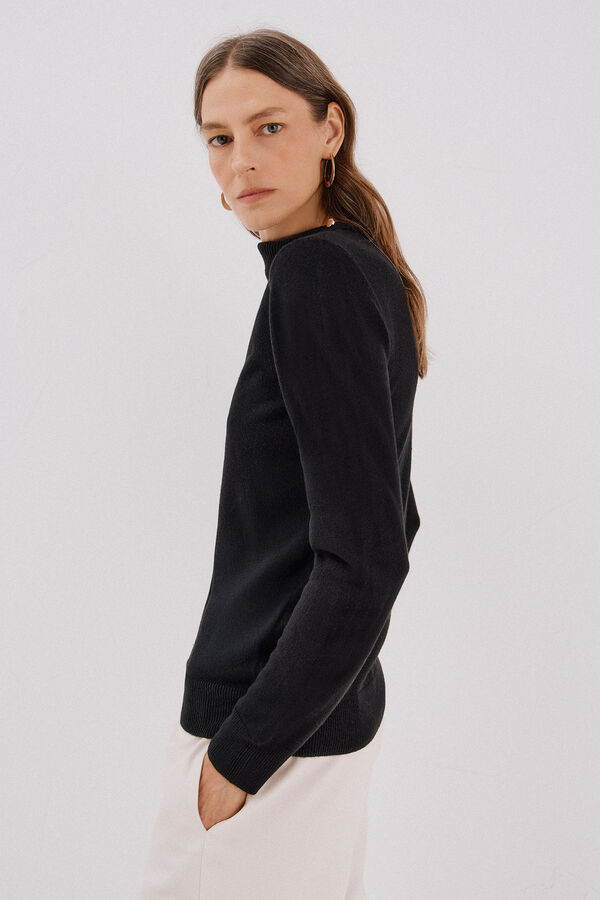 Cortefiel Button neck jumper Black
