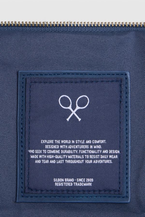Silbon Travel leather detail bag Navy