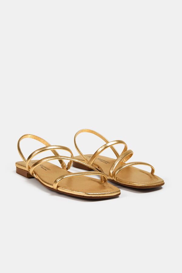 Bryan Stepwise Leather slide sandal Gold