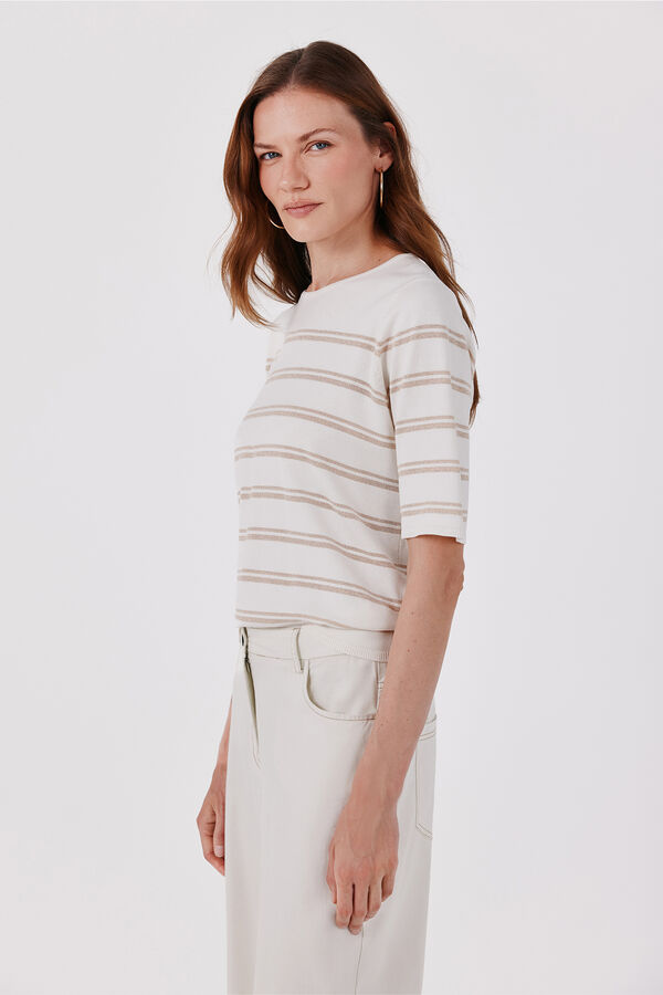 Cortefiel Short sleeve jumper Beige