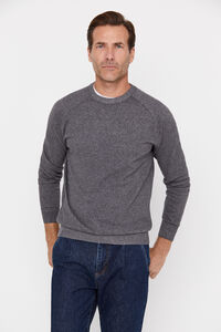 Cortefiel Crew neck jumper with plated cotton Grey
