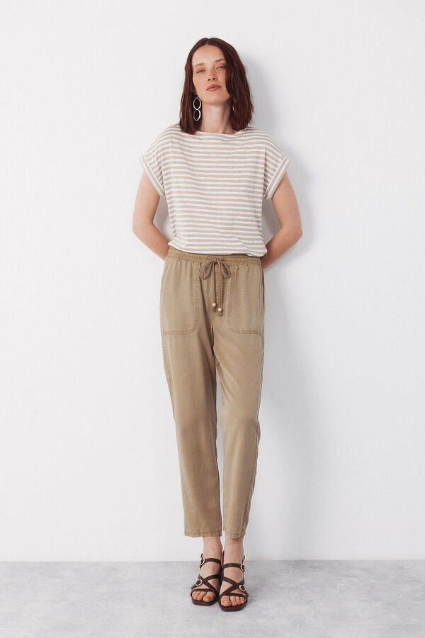 Cortefiel Tencel fluid trousers Kaki