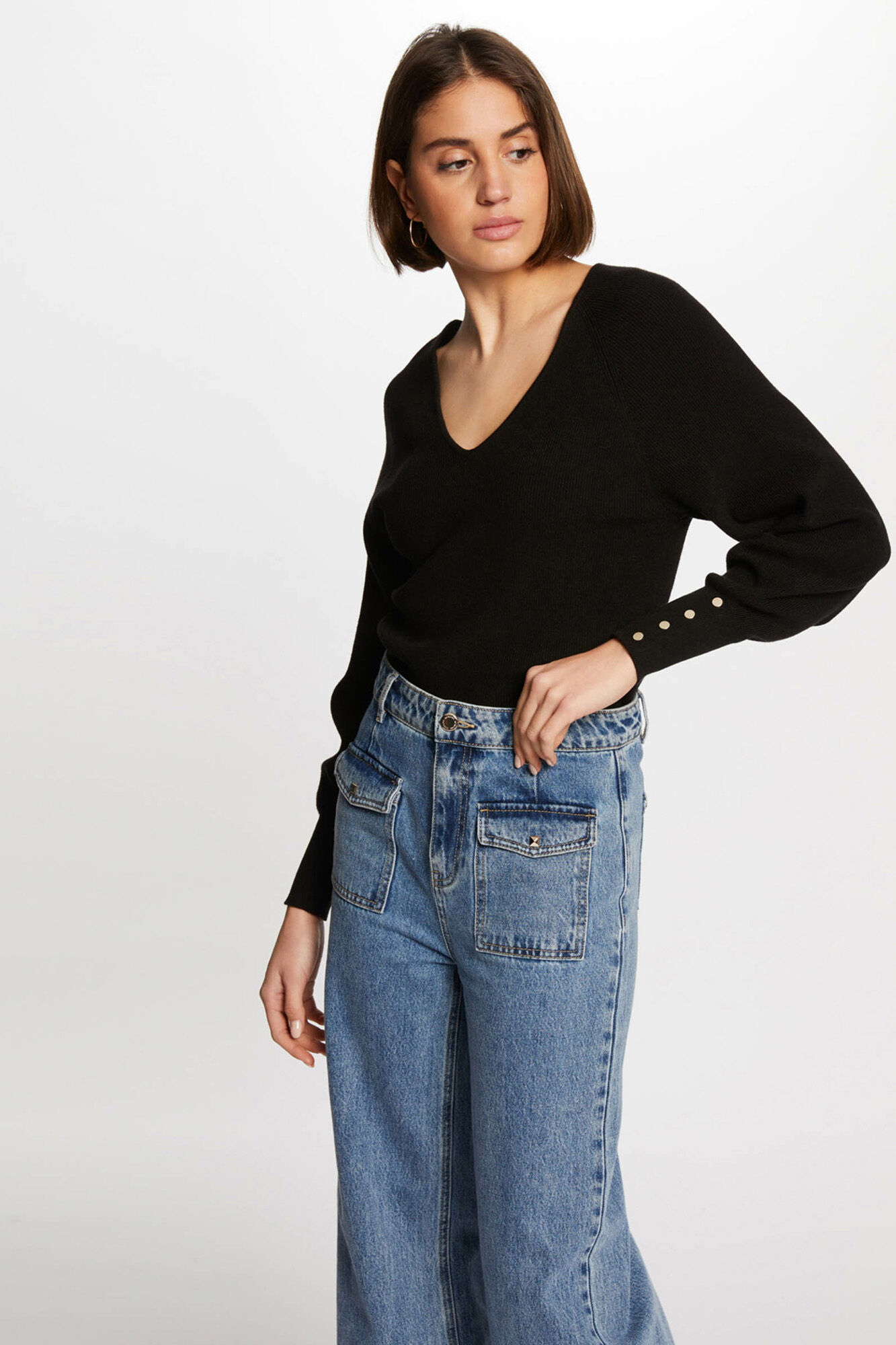 Morgan Camisola de manga comprida com decote em V