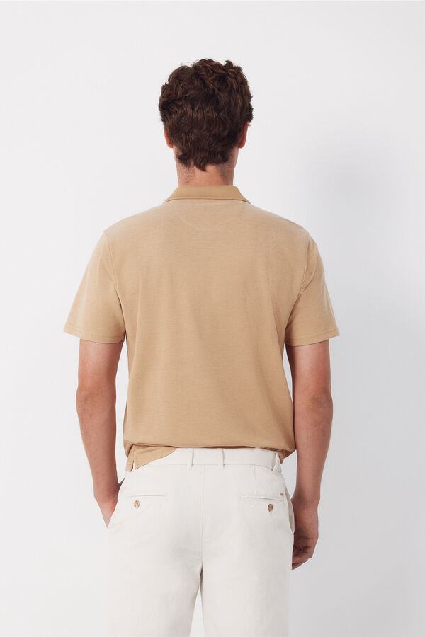 Cortefiel Textured polo shirt Beige