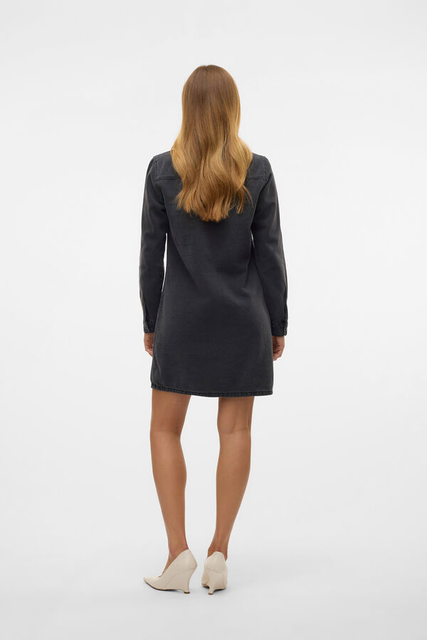 Vero Moda Vestido jeans curto de manga comprida Preto