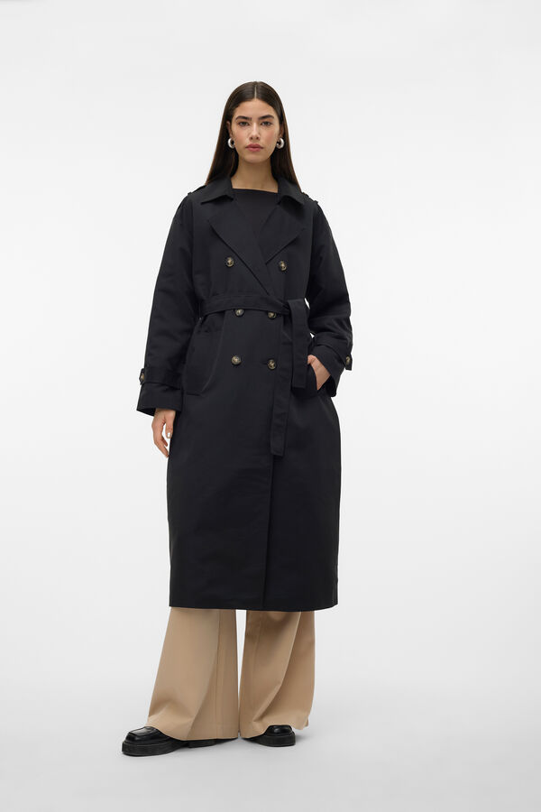 Vero Moda Gabardina larga básica Negro