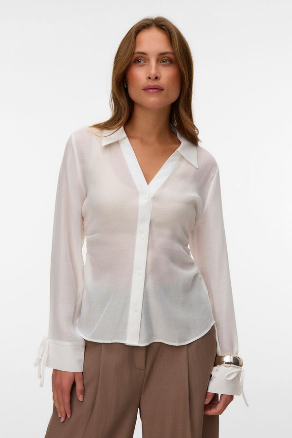 Vero Moda Camisa com la&ccedil;o nos punhos Branco