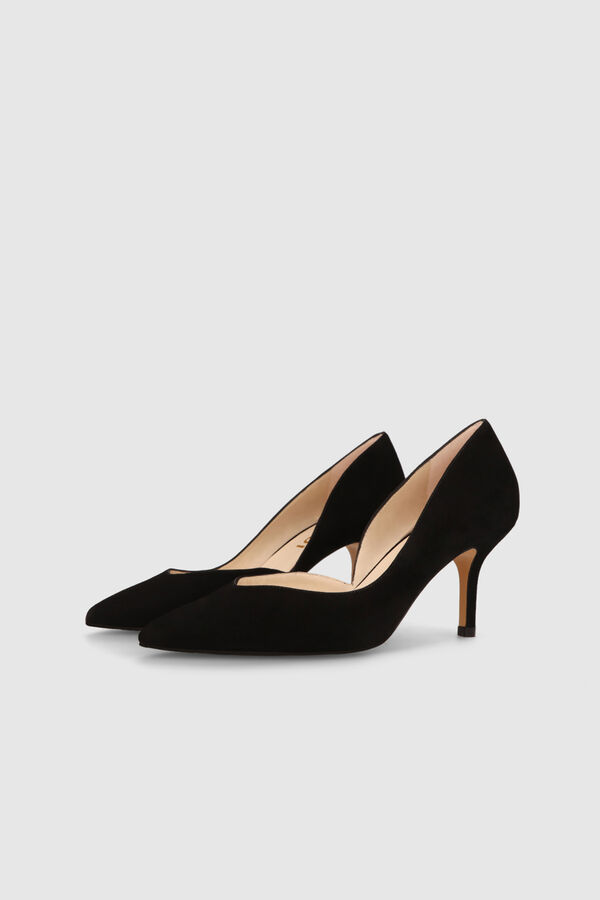 Cortefiel LODI pumps with oval detail in powder suede Black