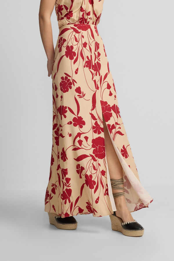 Silbon Vestido gola halter com estampado floral Vermelho