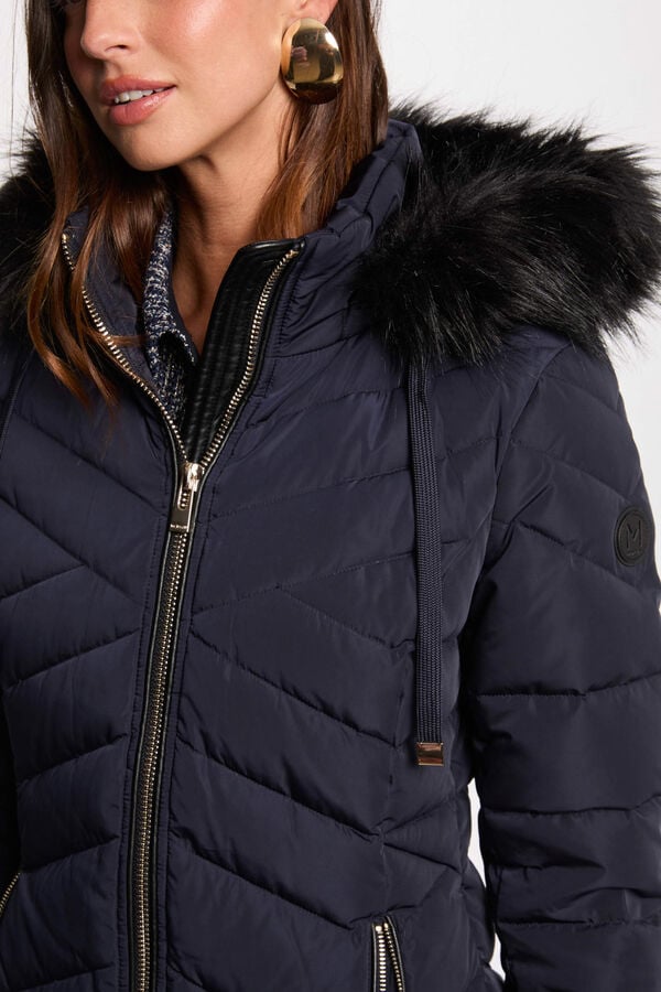 Morgan Sobretudo longo acolchoado com capuz Azul