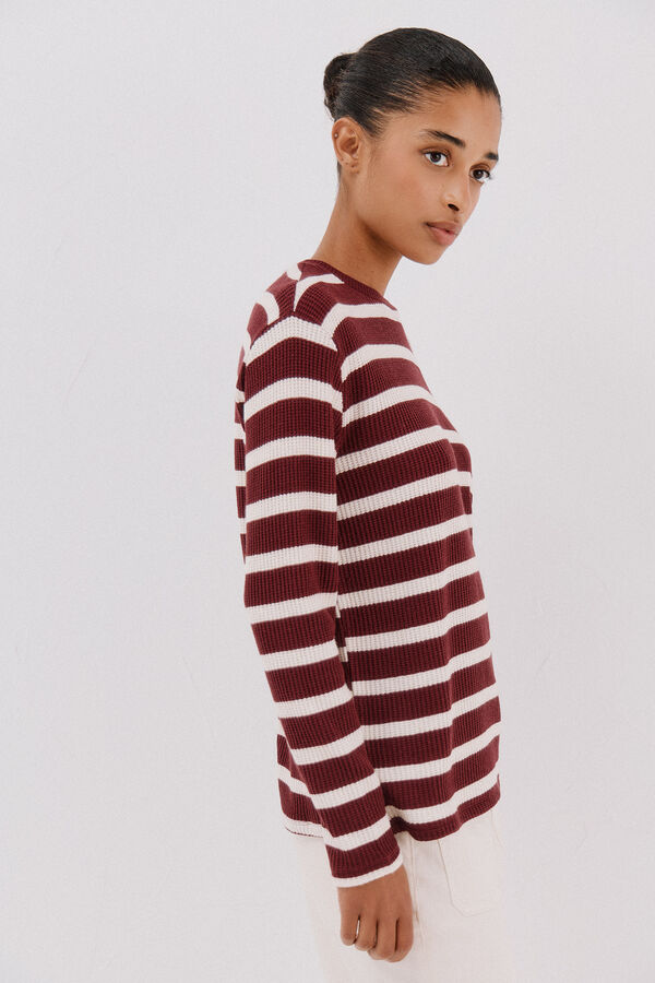 Cortefiel striped structured sweatshirt Maroon
