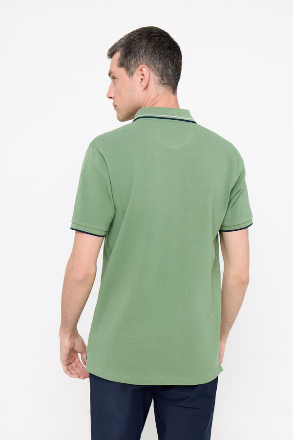 Cortefiel Piqué polo shirt with tipping Green