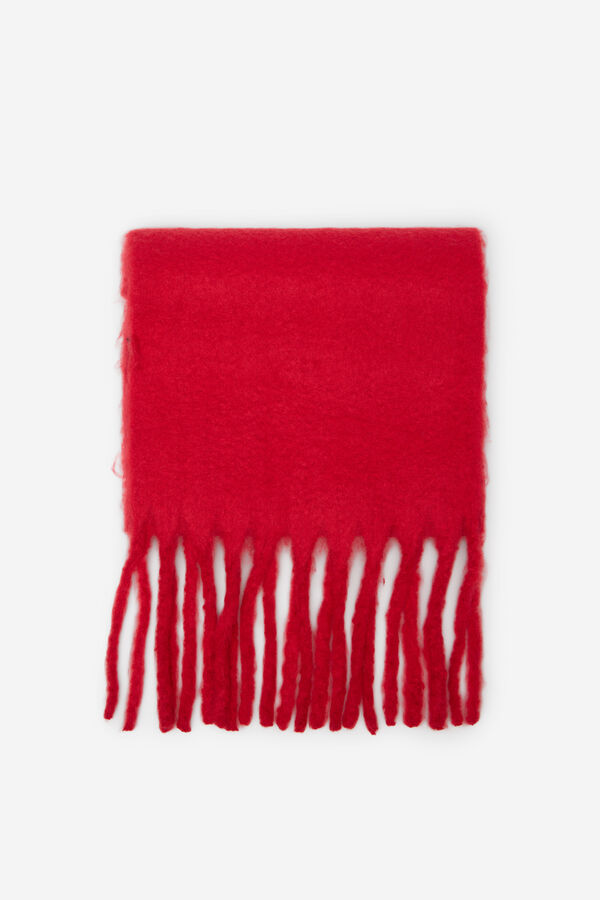 Cortefiel Thick fringed scarf Red