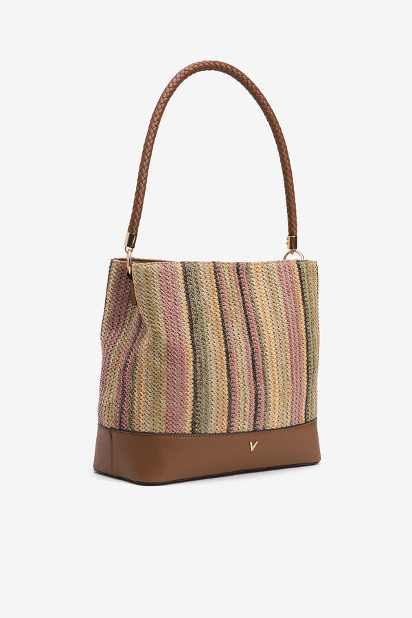 Cortefiel Multicoloured braided-effect shopper bag Beige
