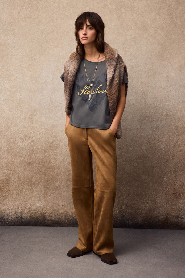 Slowlove Printed pleated T-shirt Grey