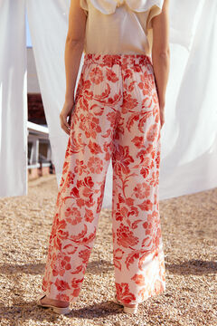 Cortefiel Printed palazzo trousers Natural