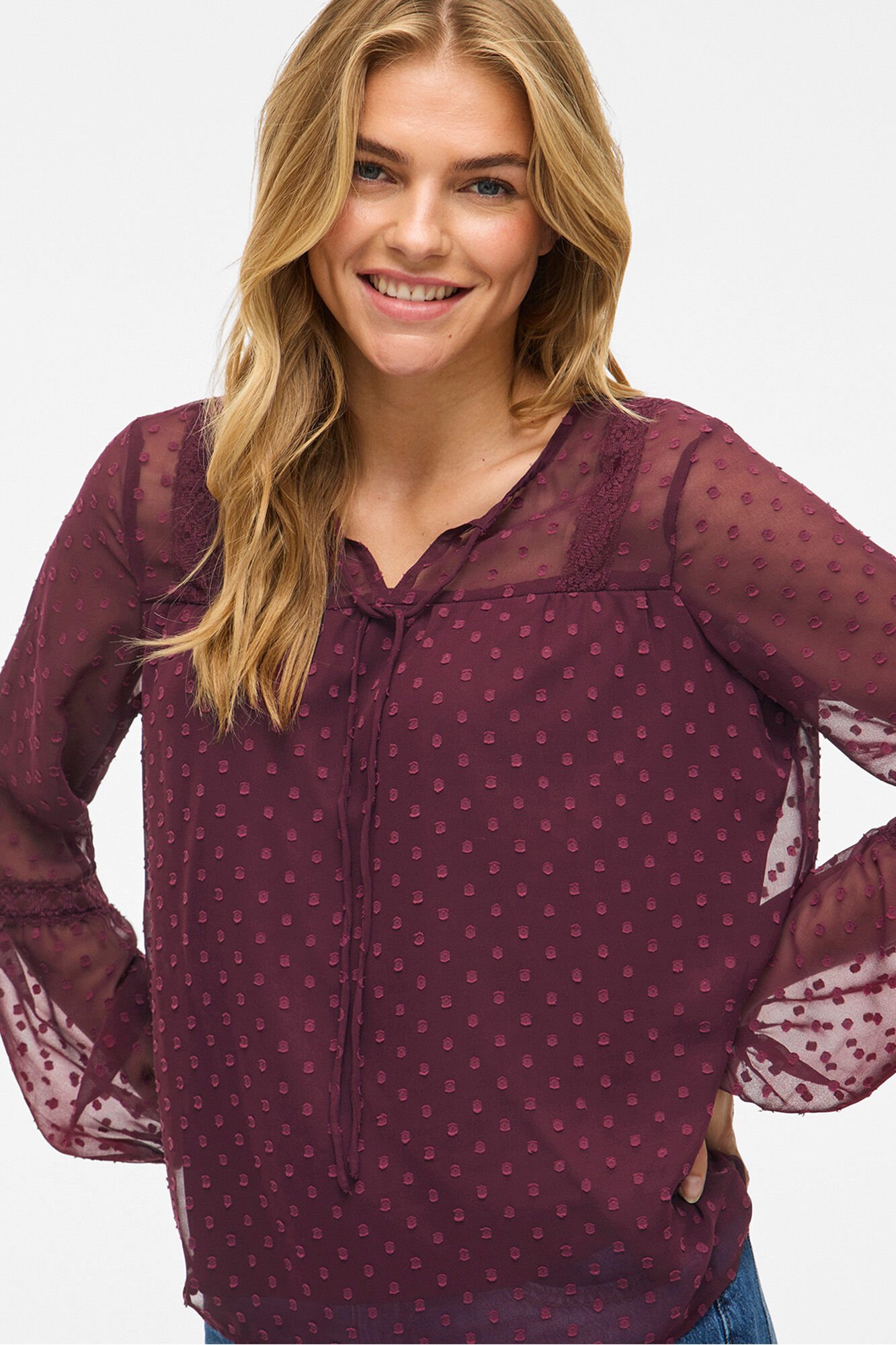 Vila Blusa plumeti de manga comprida