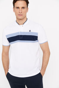 Cortefiel Bomber-style tipped collar polo shirt White