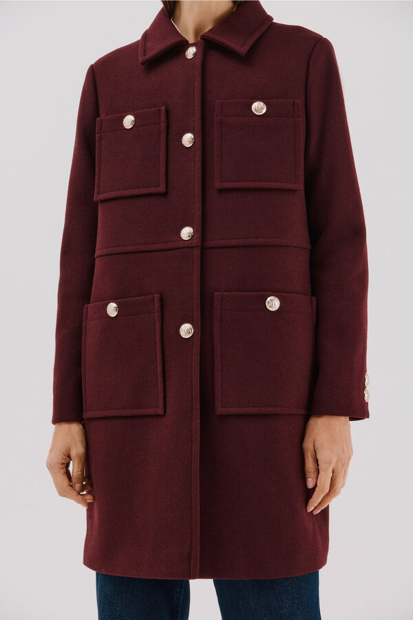 Cortefiel Coat with golden buttons Maroon