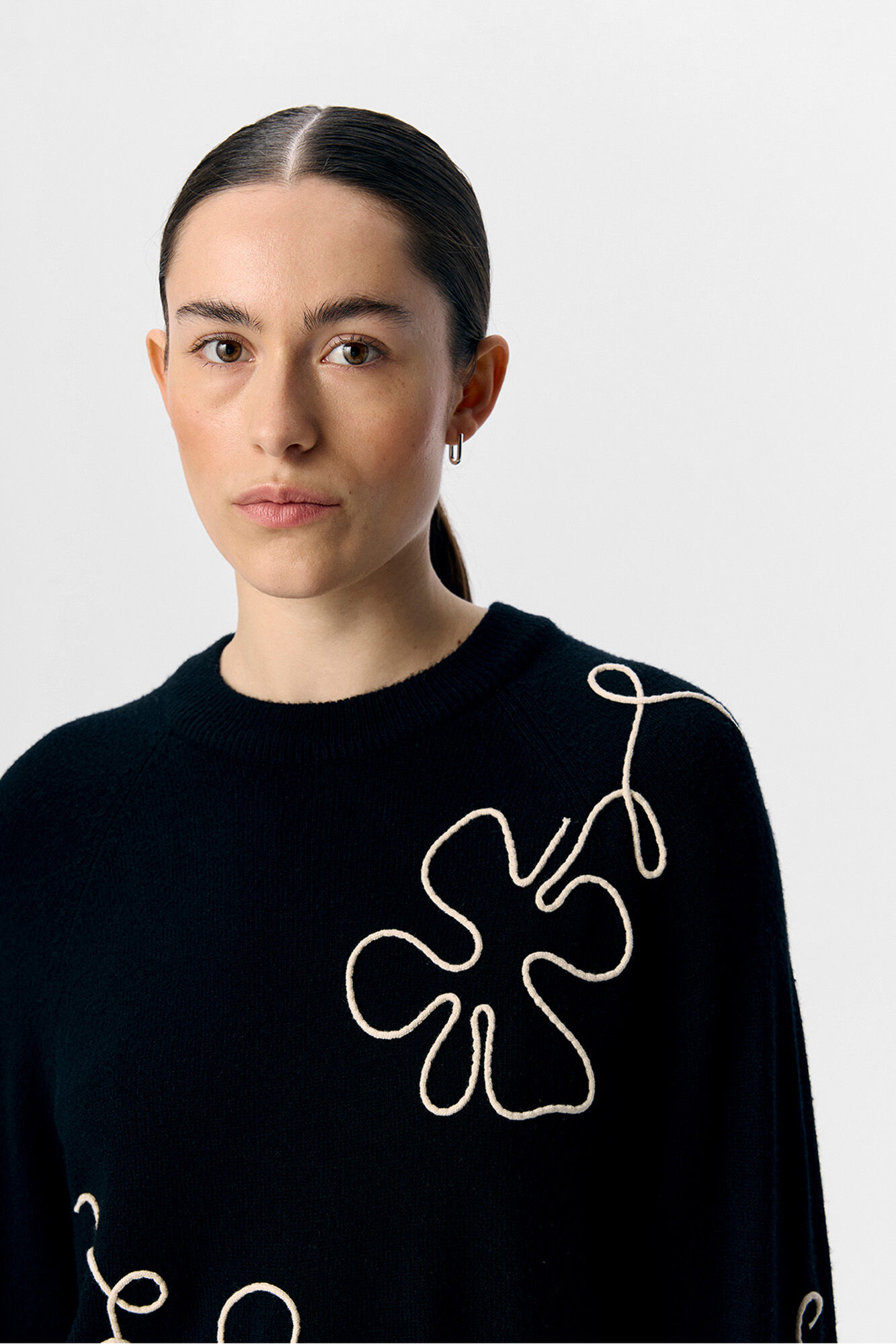 Object Camisola de malha bordado com flores