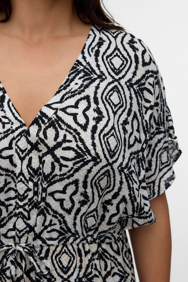 Vero Moda Curve Vestido 7/8 estampado de manga curta tamanho grande Cinzento