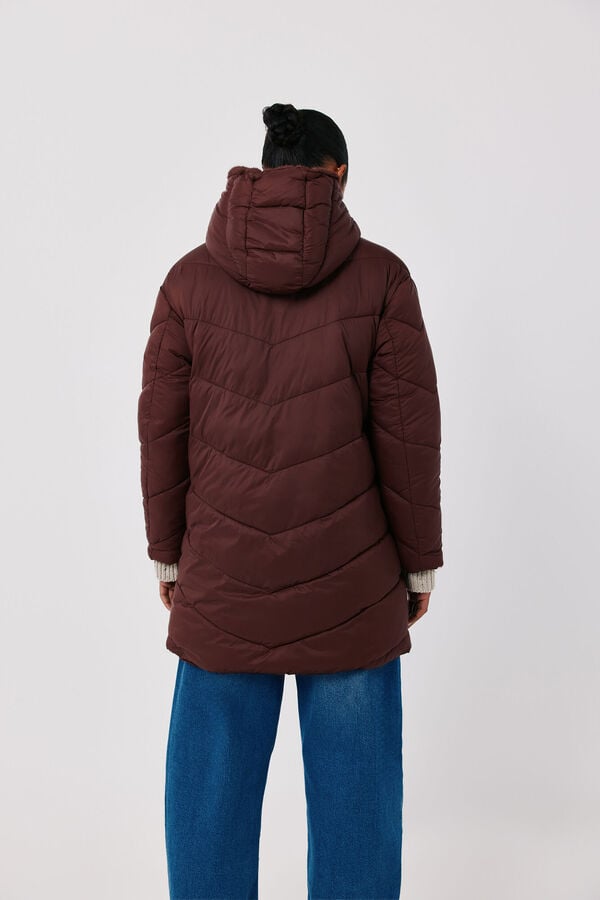 Cortefiel Anorak acolchado reversible efecto pelo Vino