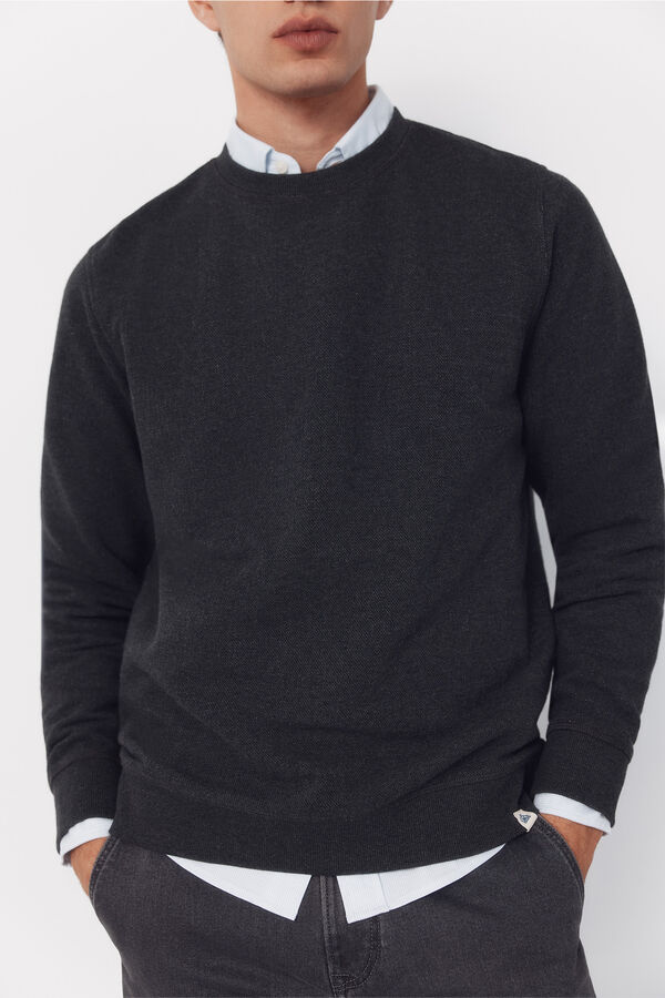 Cortefiel Textured crew neck sweatshirt Grey