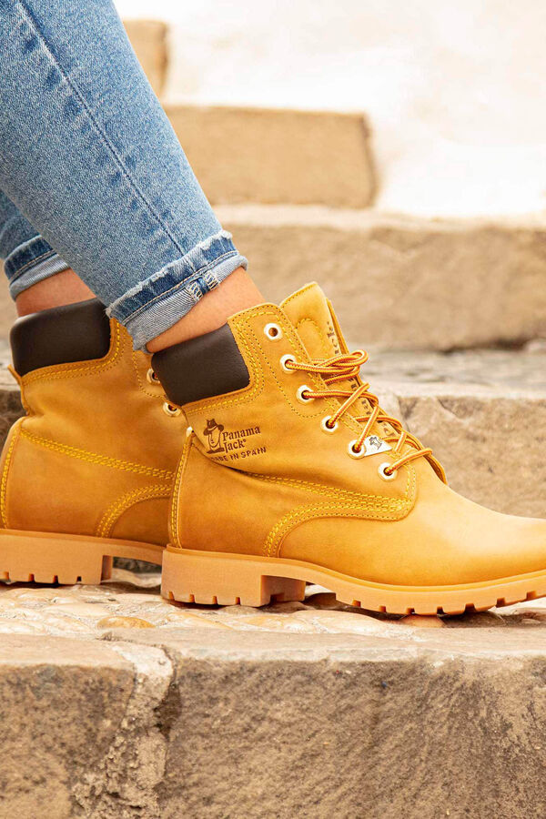 Cortefiel Botas de piel con forro interior de piel Amarillo