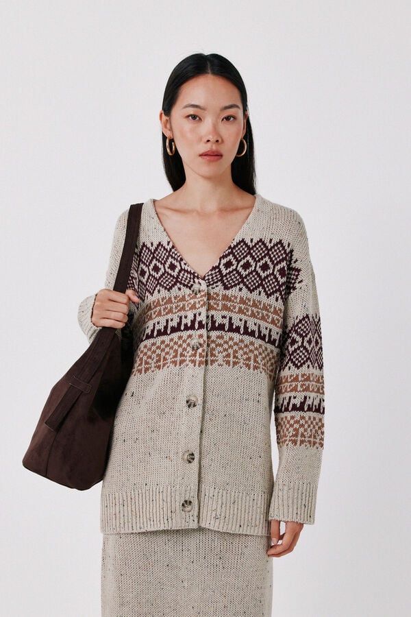 Cortefiel Total look cardigan Maroon